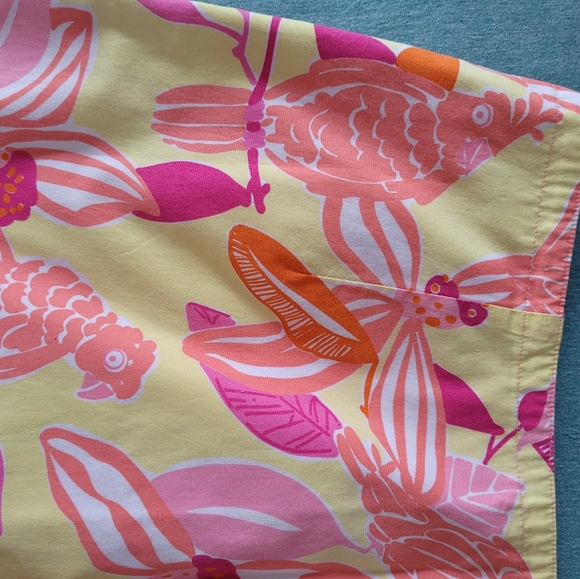 Lilly Pulitzer Pacific Wing Parrot Yellows Pinks Riverside Skirt Sz 4 - Picture 9 of 12
